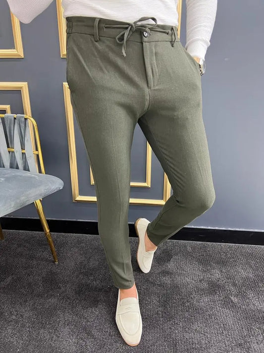 Avion Khaki Slim Fit Laced Pants - BRABION