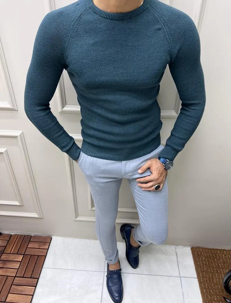 Lawson Teal Slim Fit Crewneck Sweater - BRABION