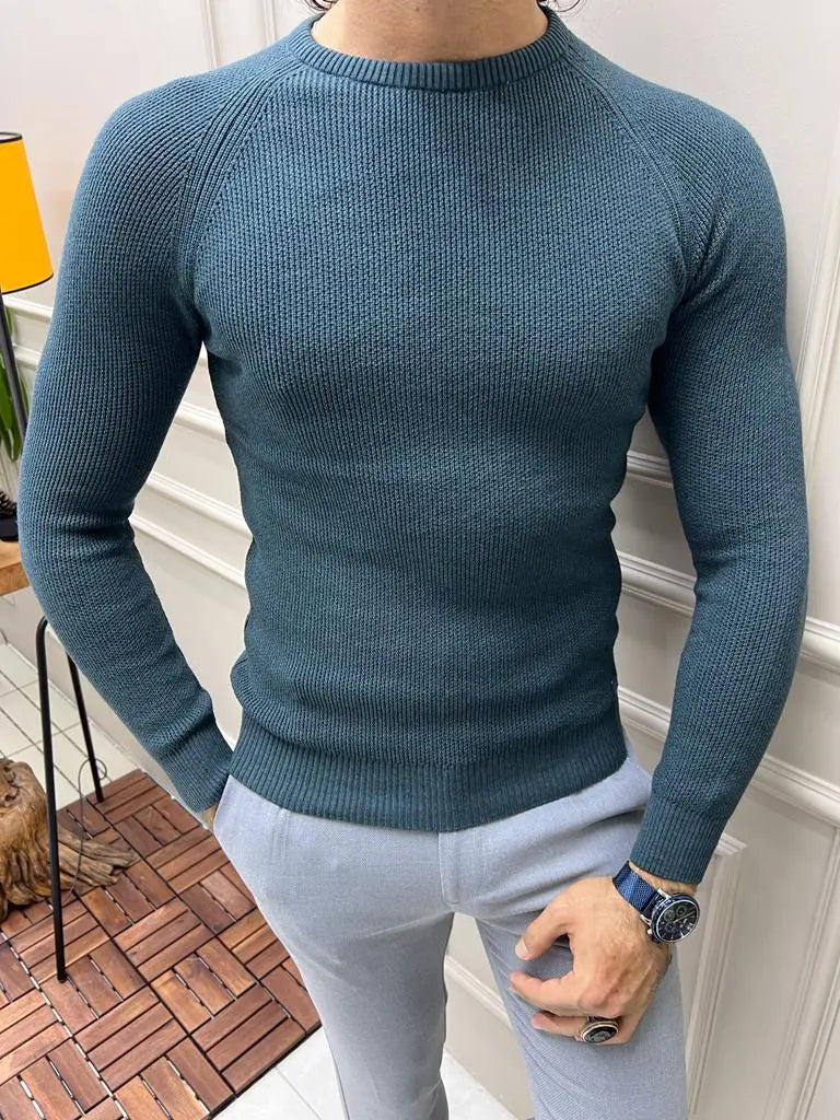 Lawson Teal Slim Fit Crewneck Sweater - BRABION