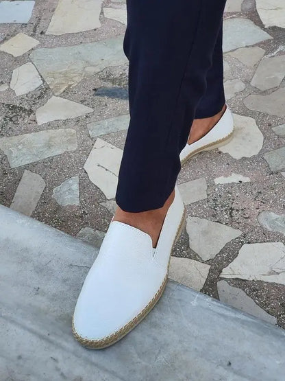 Salerno White Slip-On Loafers - BRABION
