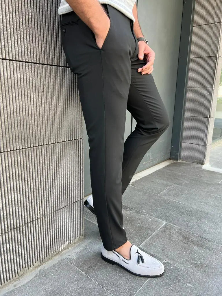Tampa Black Slim Fit Cotton Pants for Every Occasion - BRABION