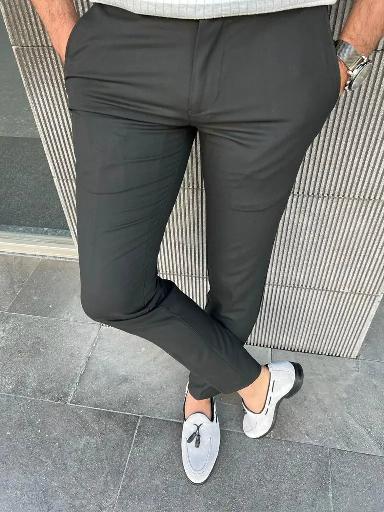 Tampa Black Slim Fit Cotton Pants for Every Occasion - BRABION