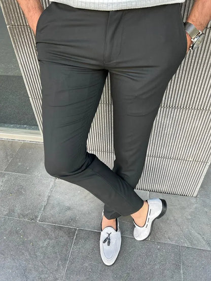 Tampa Black Slim Fit Cotton Pants for Every Occasion - BRABION