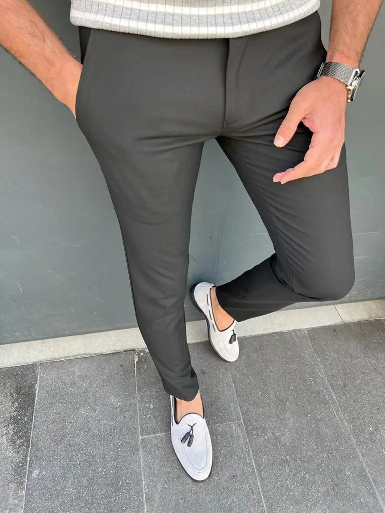 Tampa Black Slim Fit Cotton Pants for Every Occasion - BRABION