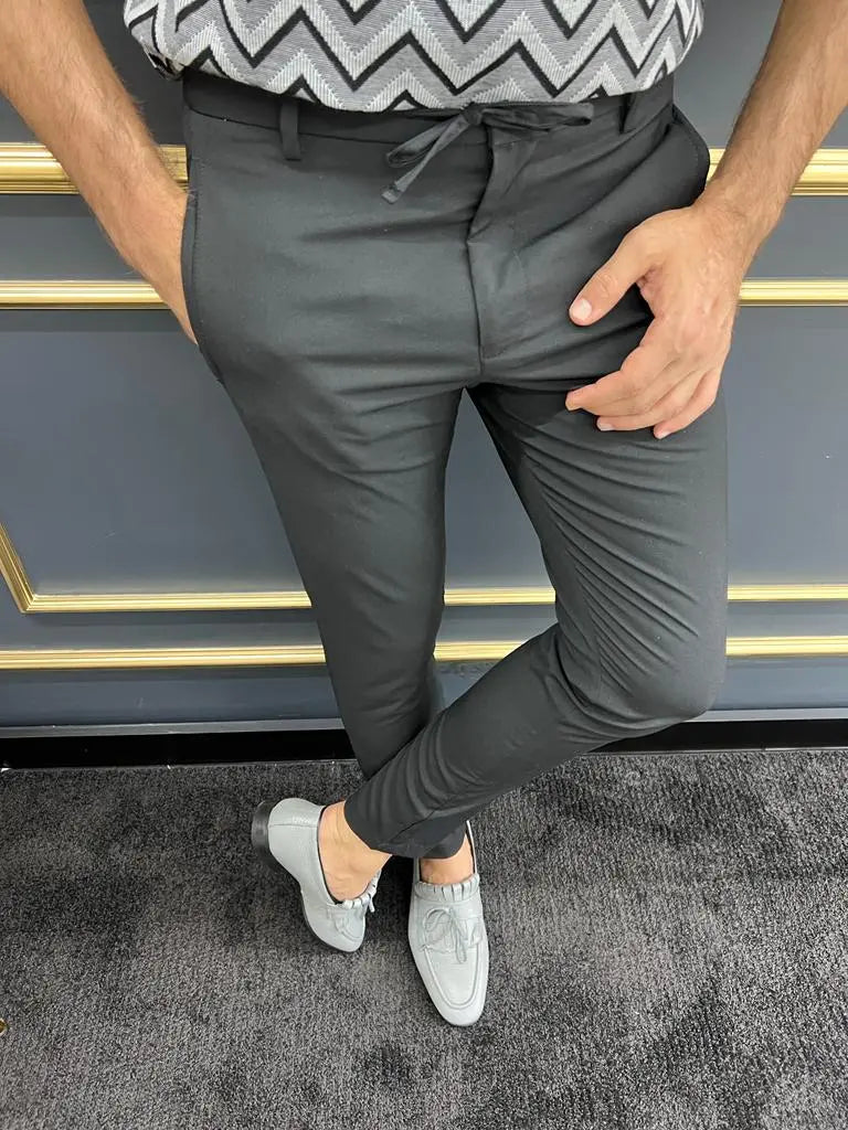 Tampa Black Slim Fit Laced Pants - BRABION