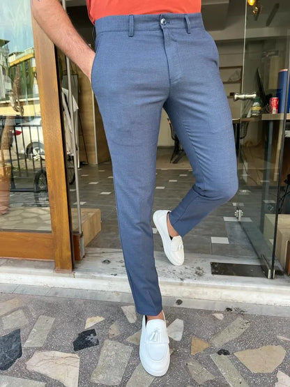 Tampa Blue Slim Fit Cotton Pants - BRABION