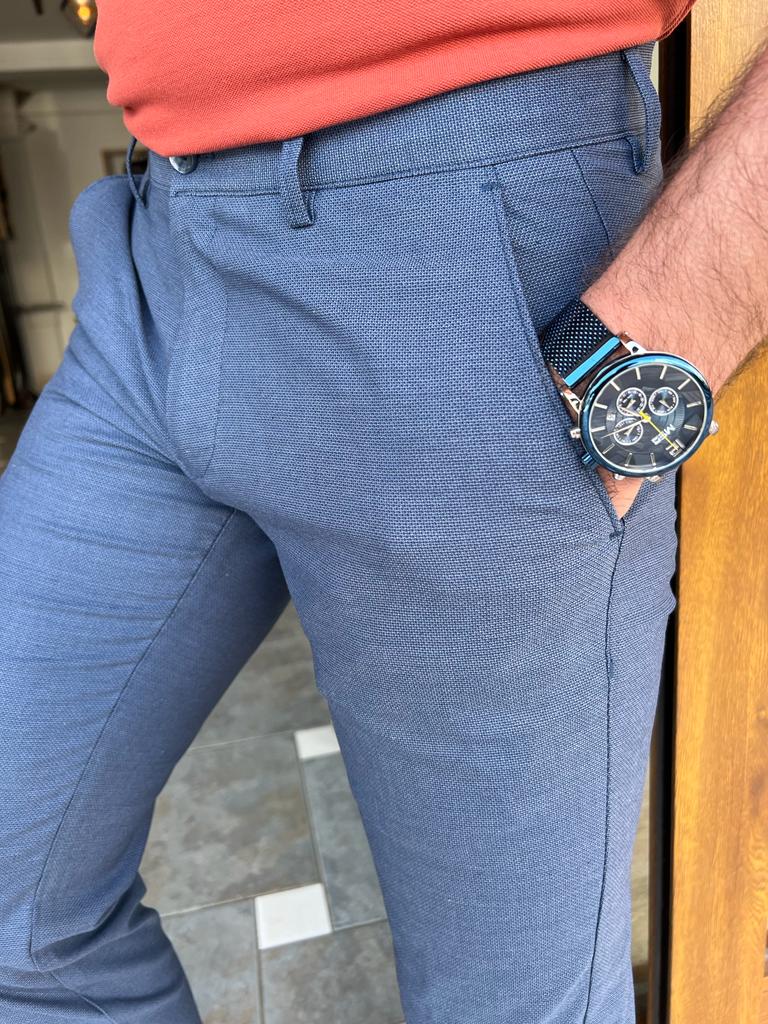Tampa Blue Slim Fit Cotton Pants - BRABION
