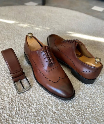Tampa Brown Wholecut Derby Shoes - BRABION