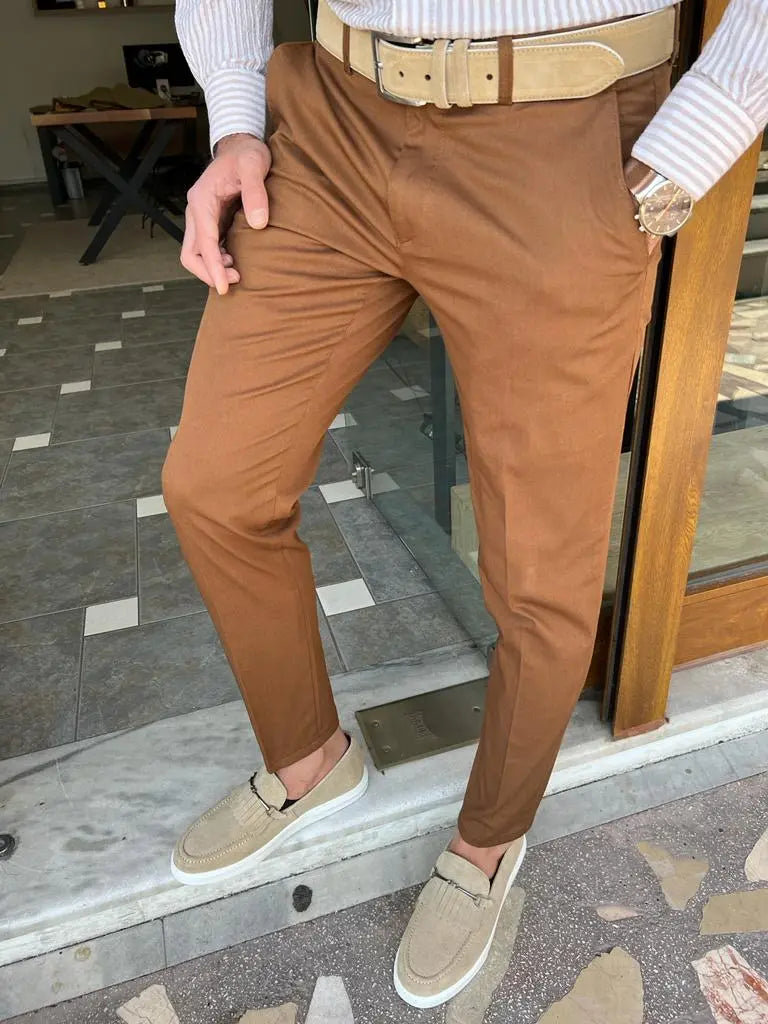 Tampa Camel Slim Fit Cotton Pants - BRABION