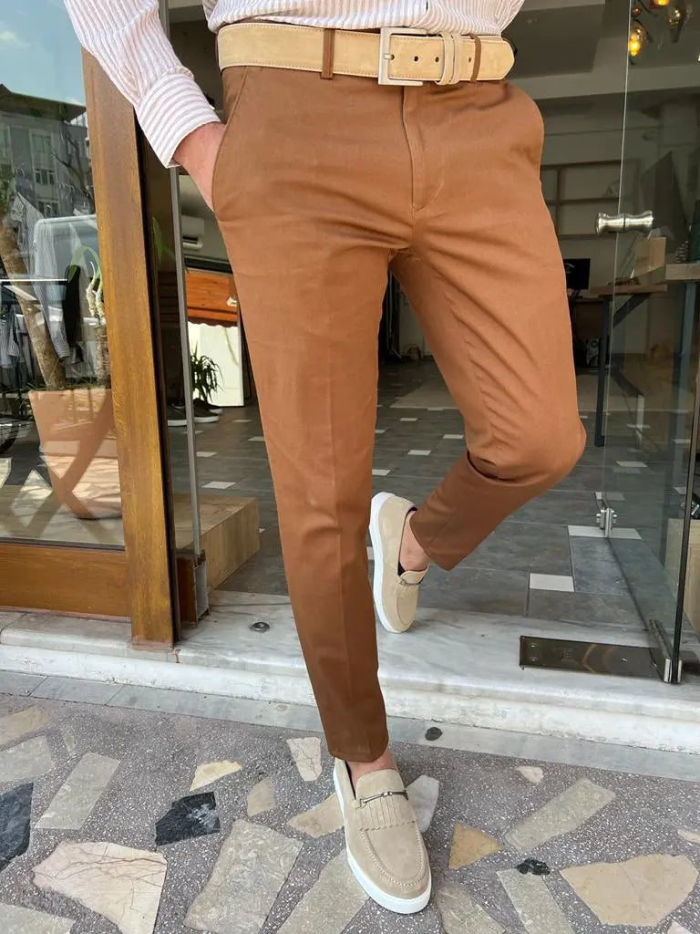 Tampa Camel Slim Fit Cotton Pants - BRABION