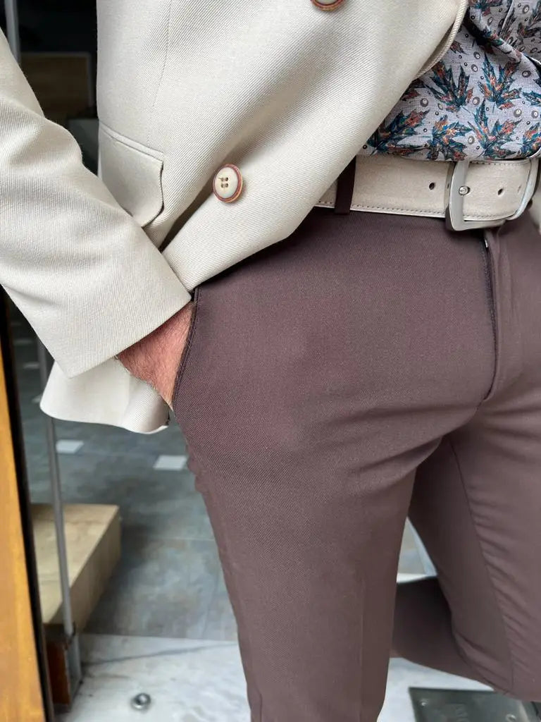 Tampa Dark Brown Slim Fit Pants - Versatile and Elegant - BRABION