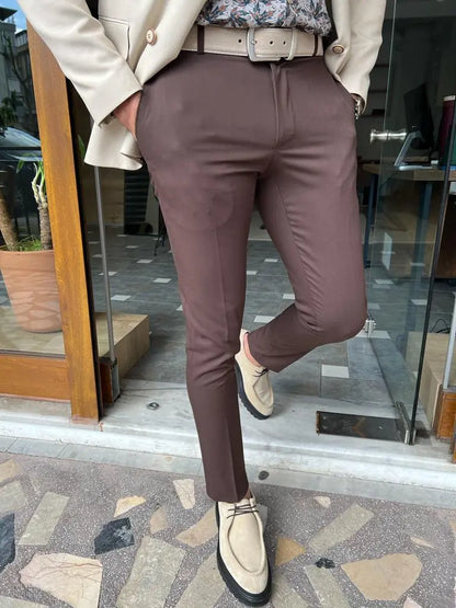 Tampa Dark Brown Slim Fit Pants - Versatile and Elegant - BRABION