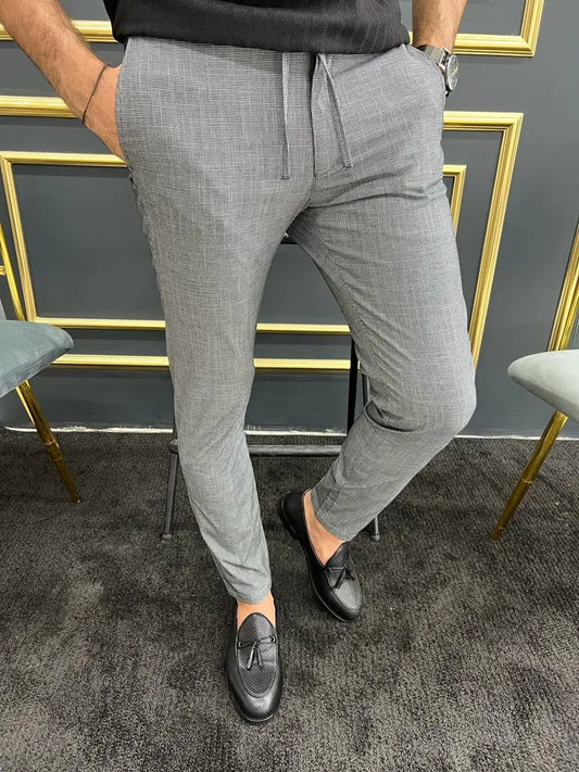 Tampa Gray Slim Fit Laced Pants for Effortless Style - BRABION