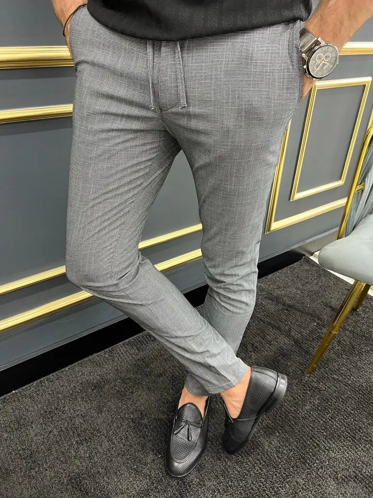 Tampa Gray Slim Fit Laced Pants for Effortless Style - BRABION