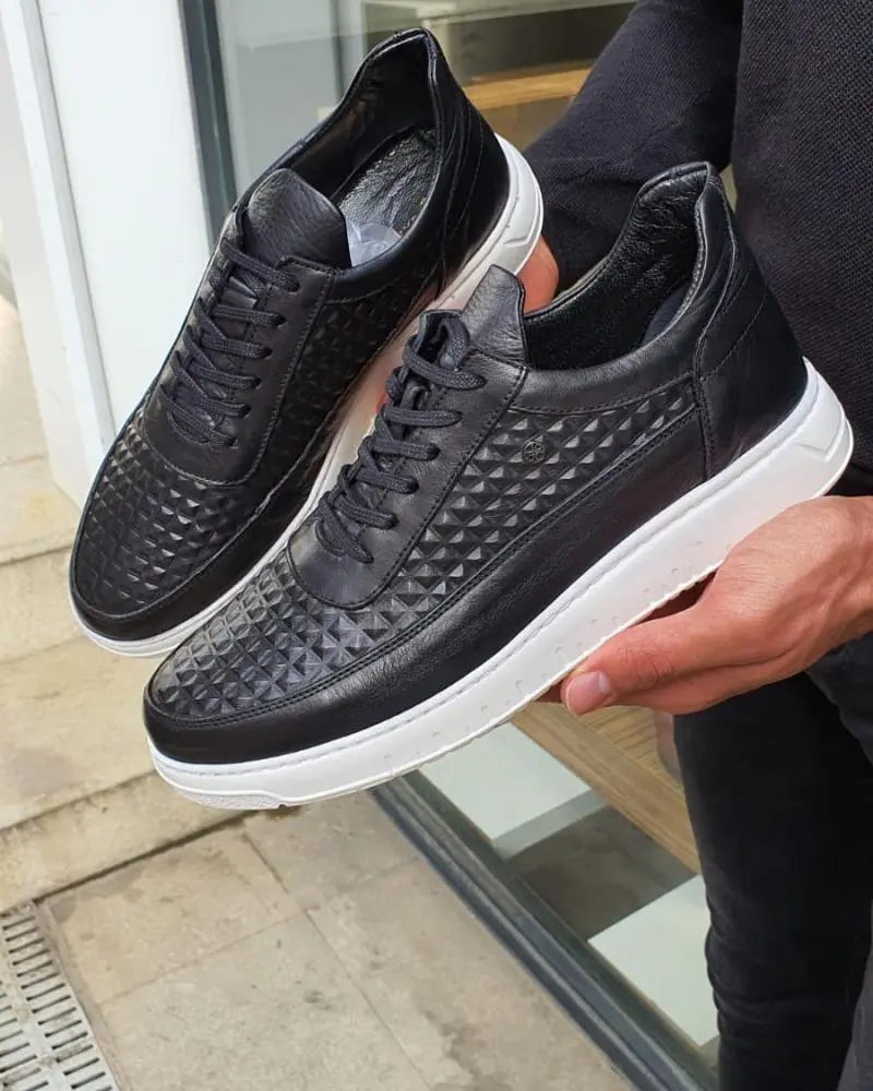 Yankton Black Mid-Top Sneakers - Premium Leather Style - BRABION