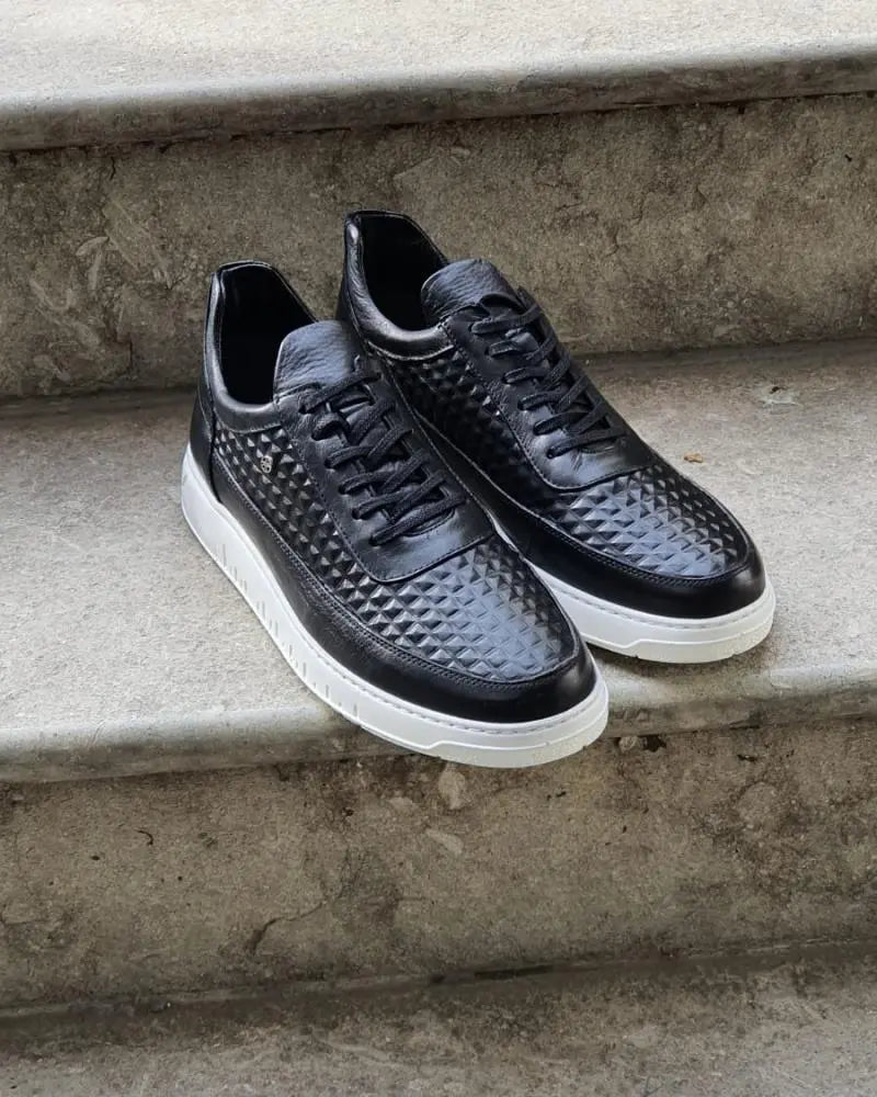 Yankton Black Mid-Top Sneakers - Premium Leather Style - BRABION