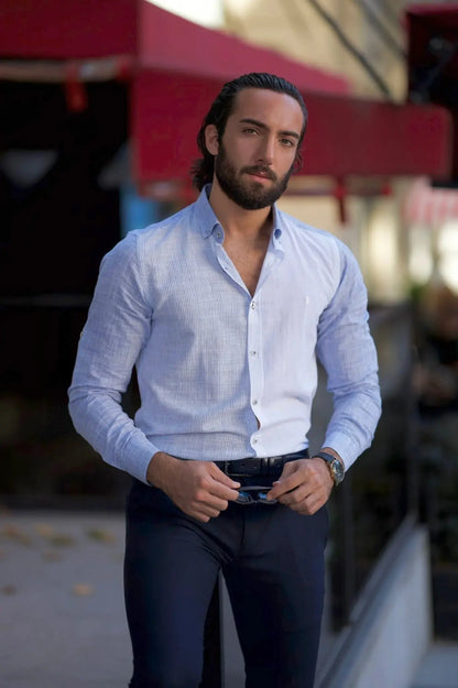 Brabion Milano Slim Fit White Striped Shirt - BRABION