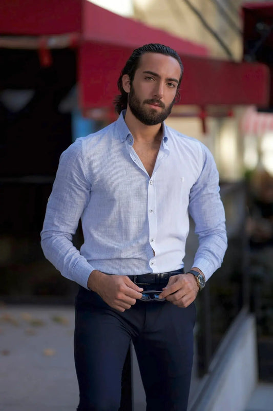 Brabion Milano Slim Fit White Striped Shirt - BRABION