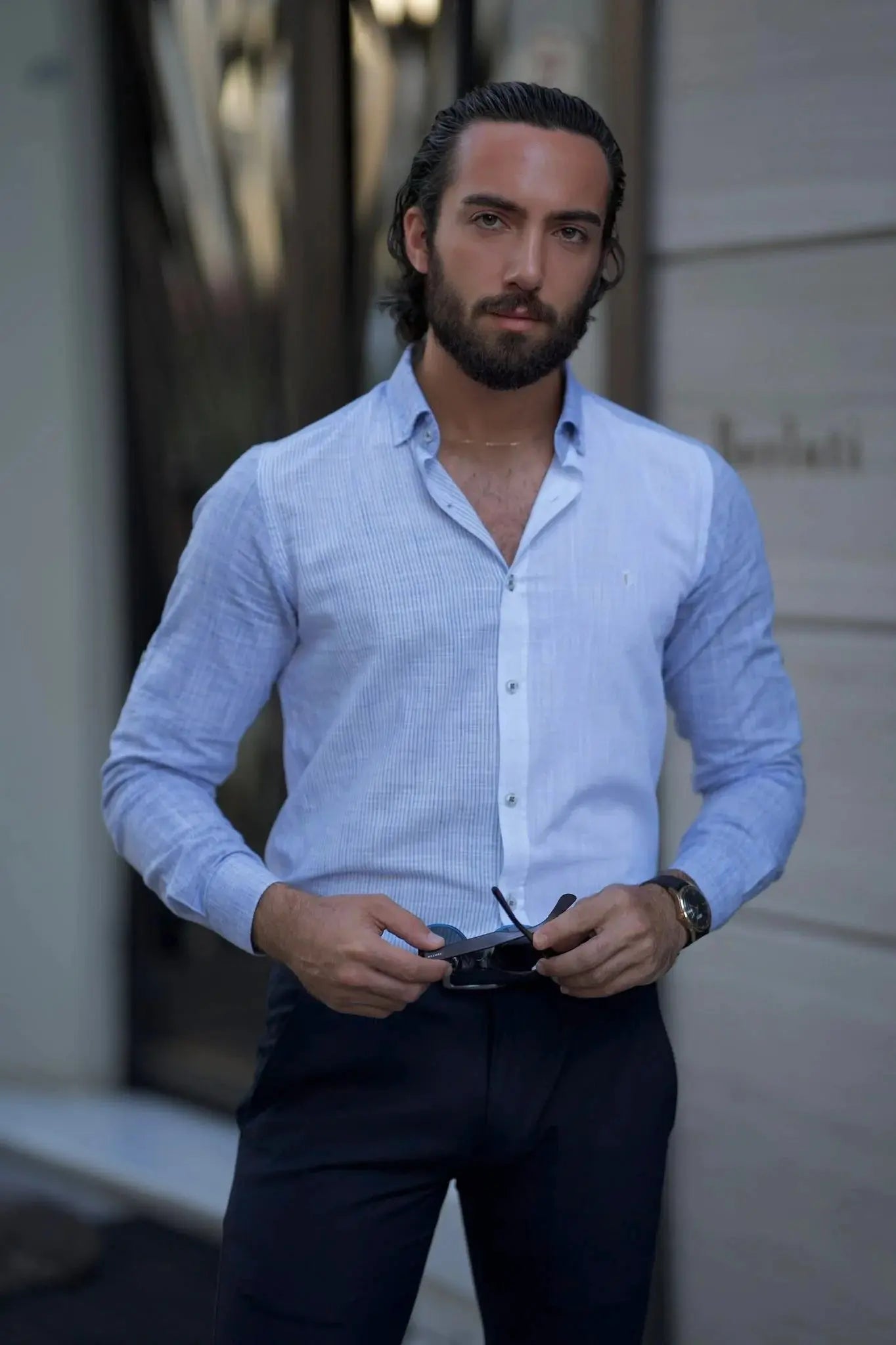 Brabion Milano Slim Fit White Striped Shirt - BRABION