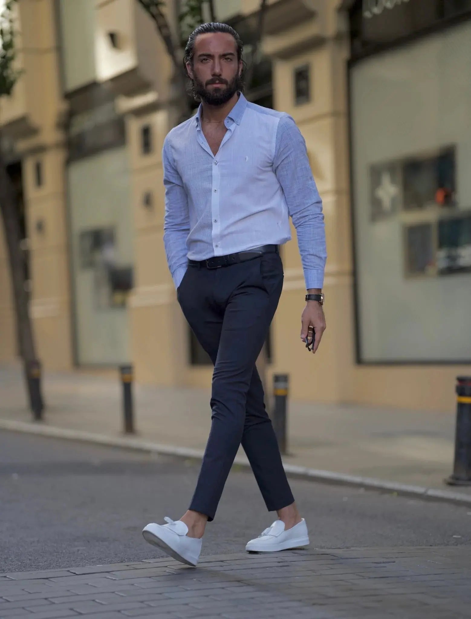 Brabion Milano Slim Fit White Striped Shirt - BRABION