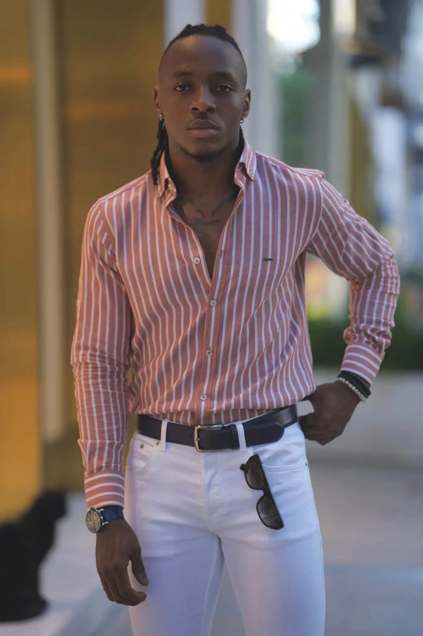 Brabion Milano Slim Fit Striped Camel Shirt - Versatile Elegance - BRABION