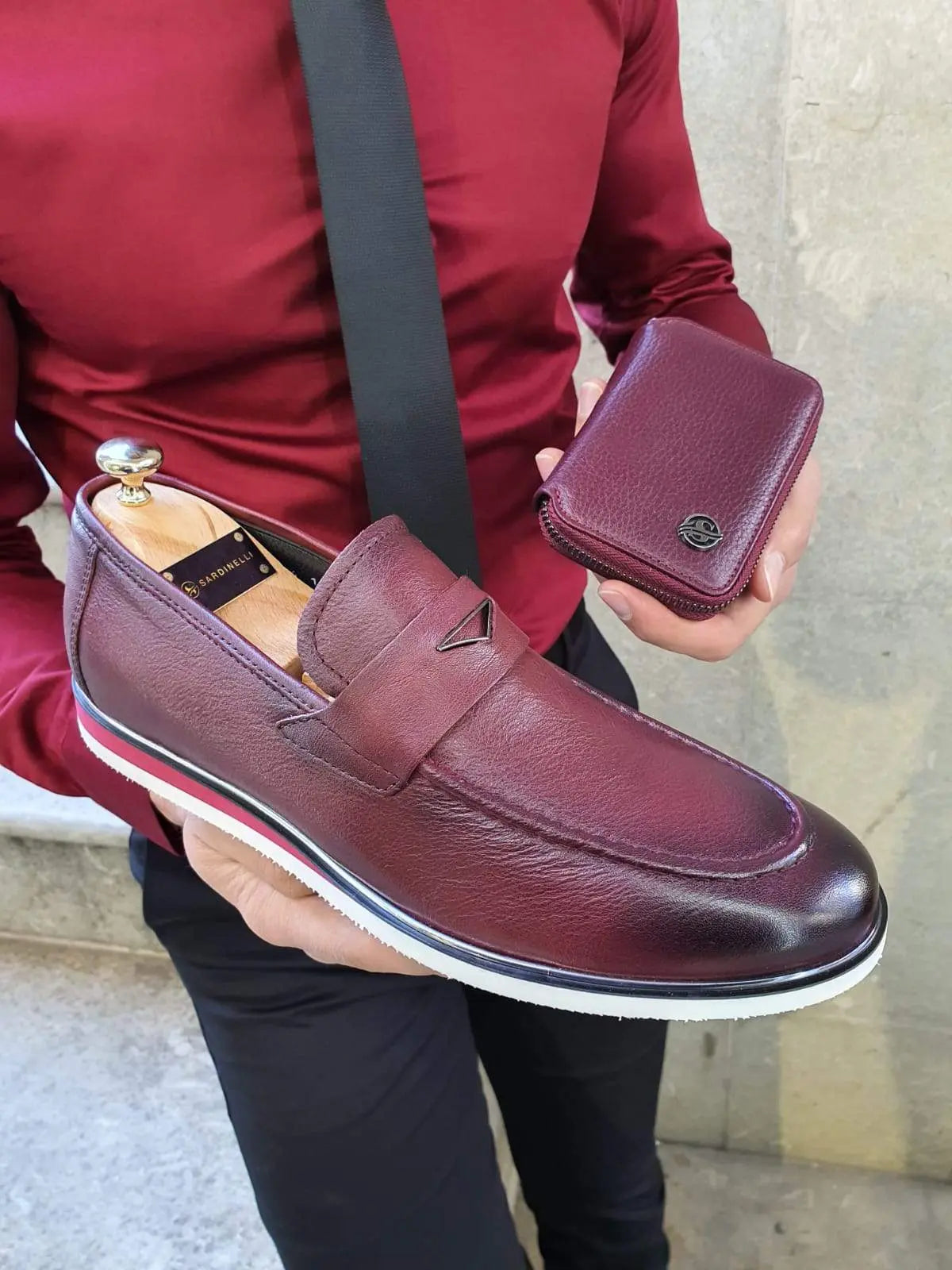 Bellingham Burgundy Buckle Loafer - BRABION