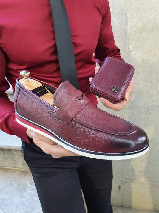 Bellingham Burgundy Buckle Loafer - BRABION