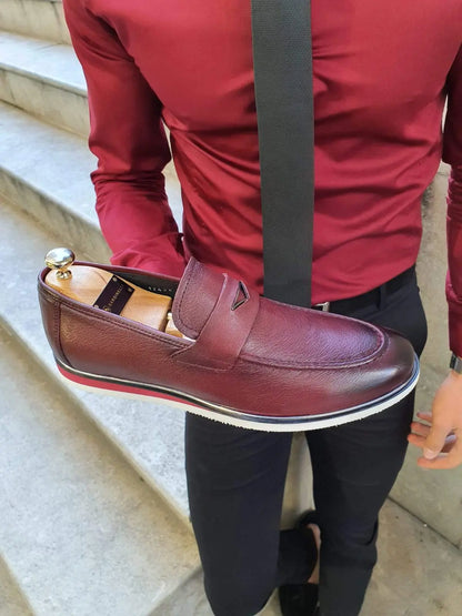 Bellingham Burgundy Buckle Loafer - BRABION