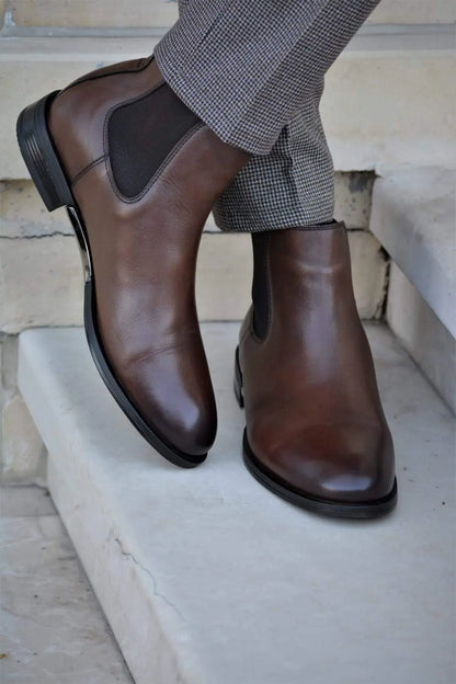 Vicenza Calf Leather Boots in Brown - Elevate Your Style - BRABION