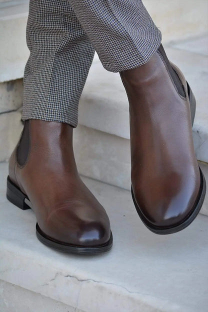 Vicenza Calf Leather Boots in Brown - Elevate Your Style - BRABION