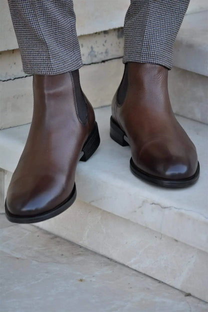 Vicenza Calf Leather Boots in Brown - Elevate Your Style - BRABION