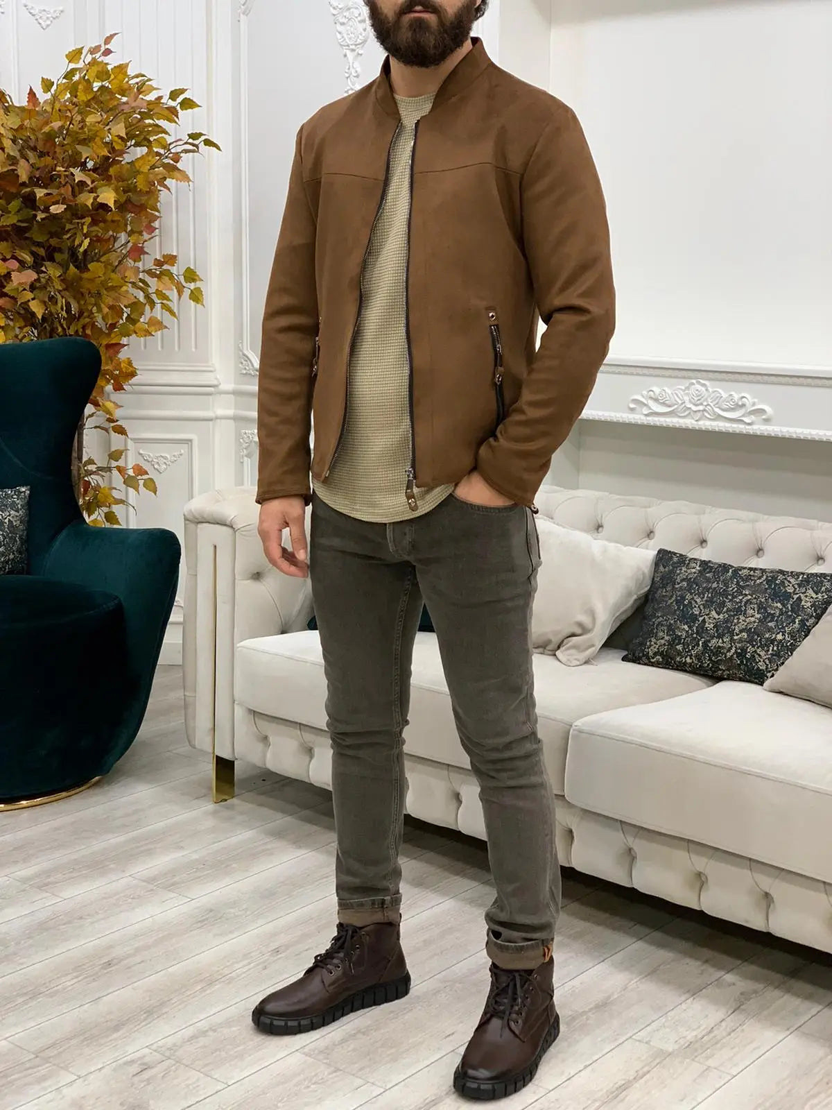 Bari Slim Fit Brown Jacket - BRABION