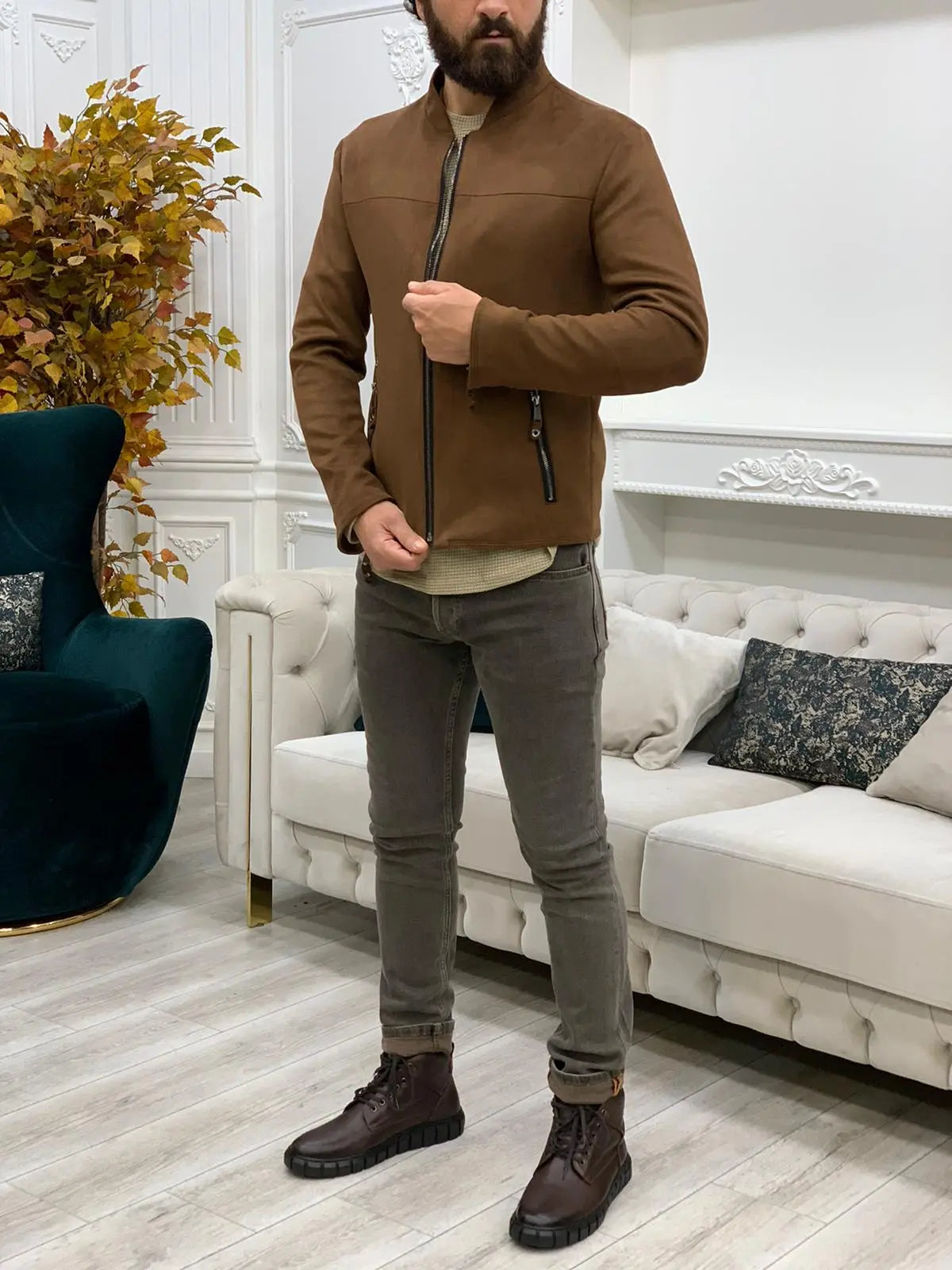 Bari Slim Fit Brown Jacket - BRABION