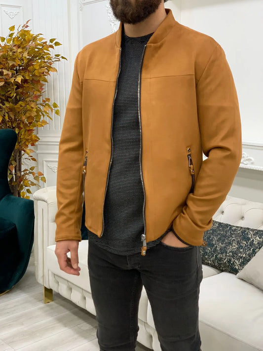Bari Slim Fit Tan Jacket - BRABION