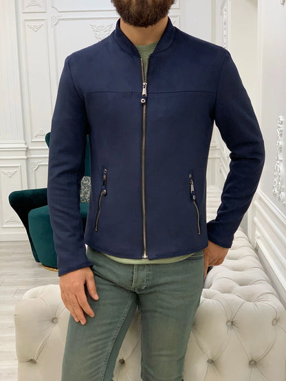 Bari Slim Fit Navy Blue Jacket - BRABION