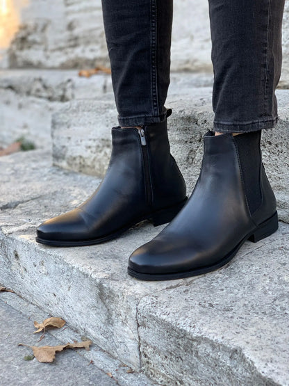 Mantoni Black Suede Leather Chelsea Boots - BRABION