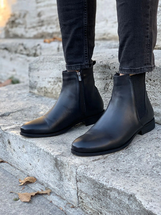 Mantoni Black Suede Leather Chelsea Boots - BRABION