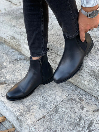 Mantoni Black Suede Leather Chelsea Boots - BRABION