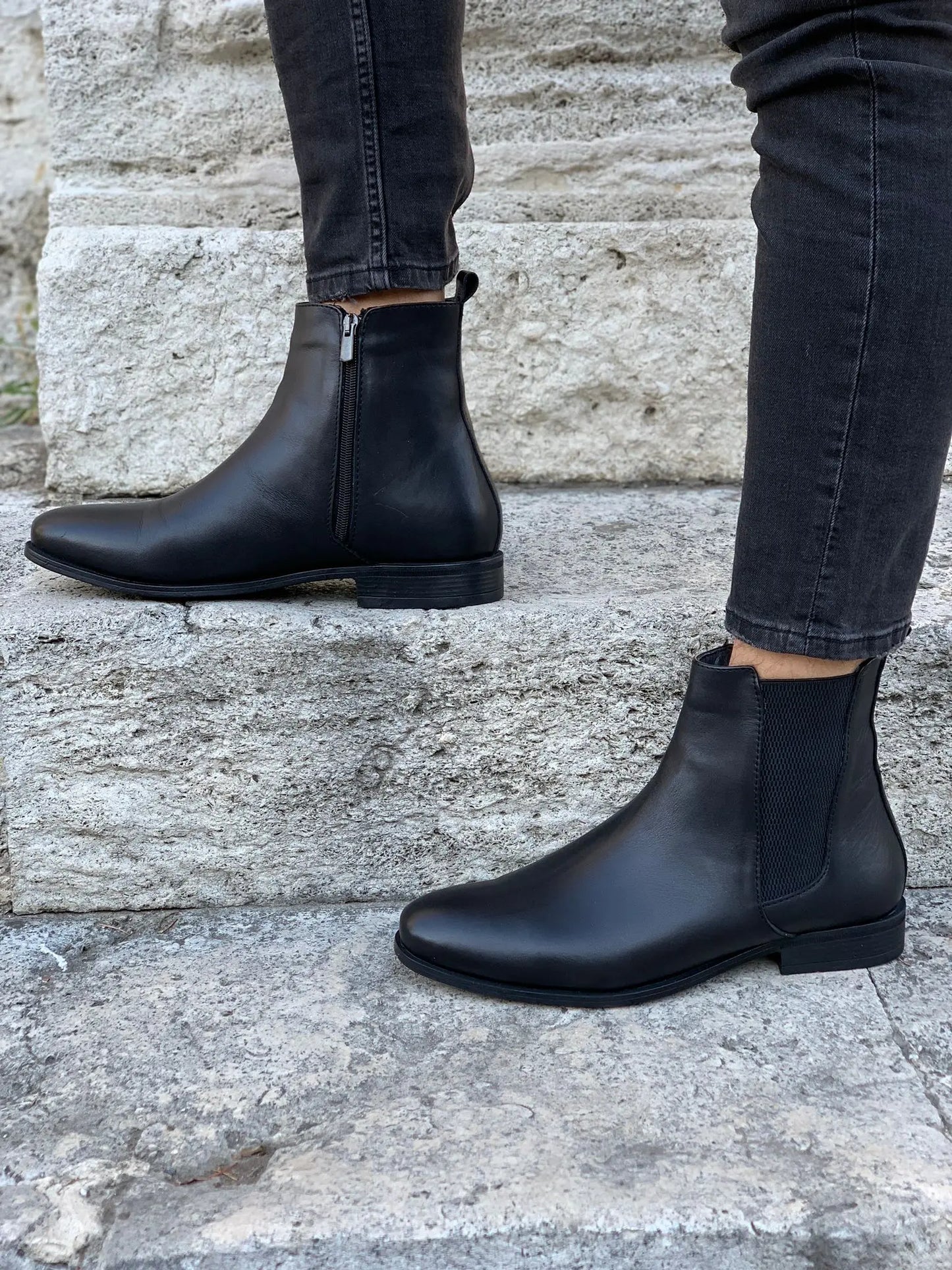 Mantoni Black Suede Leather Chelsea Boots - BRABION
