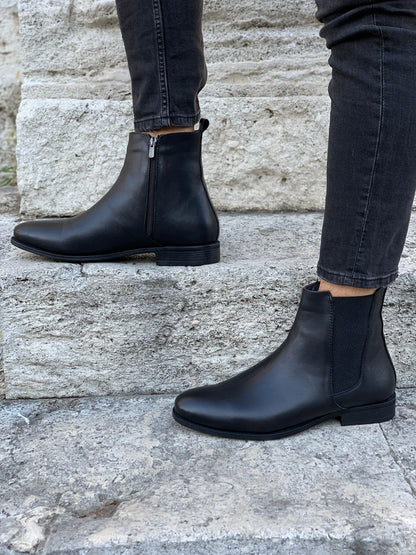 Mantoni Black Suede Leather Chelsea Boots - BRABION