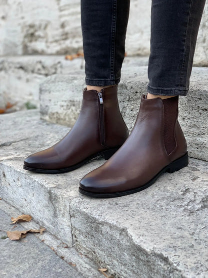 Mantoni Brown Leather Chelsea Boots - Sophisticated Comfort for Every Occasion - BRABION