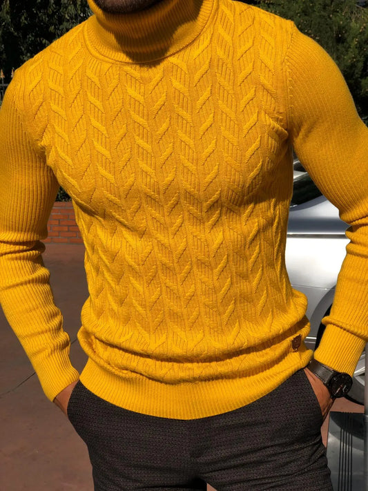 Calvin Slim-Fit Turtleneck Knitwear in Yellow - BRABION
