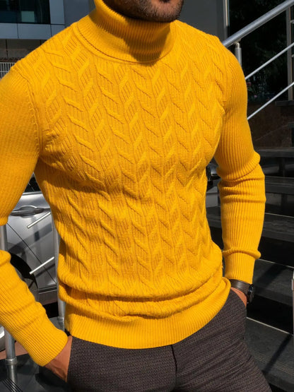 Calvin Slim-Fit Turtleneck Knitwear in Yellow - BRABION
