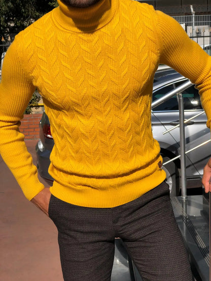 Calvin Slim-Fit Turtleneck Knitwear in Yellow - BRABION