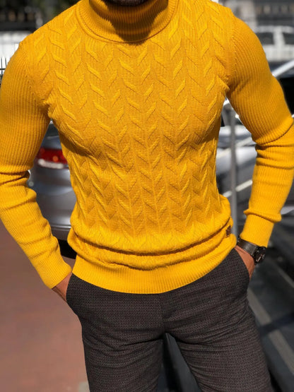 Calvin Slim-Fit Turtleneck Knitwear in Yellow - BRABION