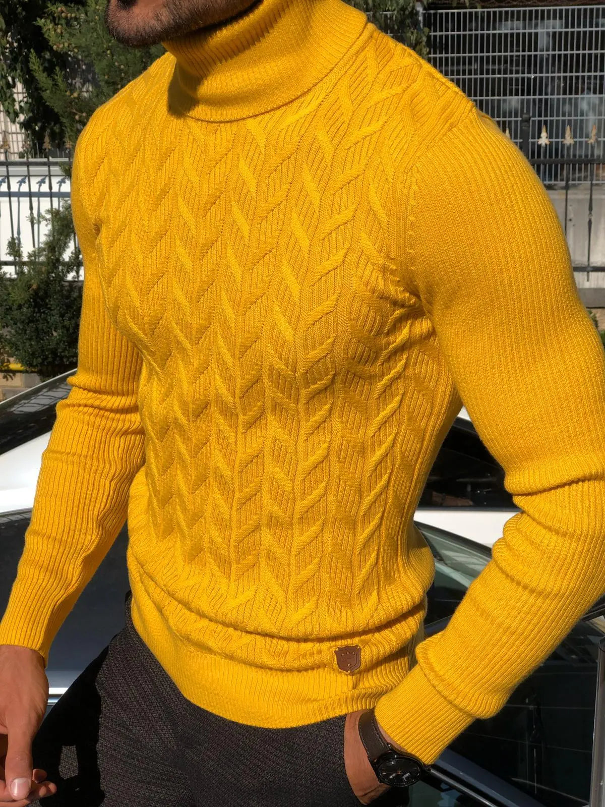 Calvin Slim-Fit Turtleneck Knitwear in Yellow - BRABION