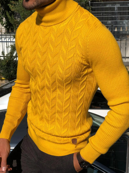 Calvin Slim-Fit Turtleneck Knitwear in Yellow - BRABION