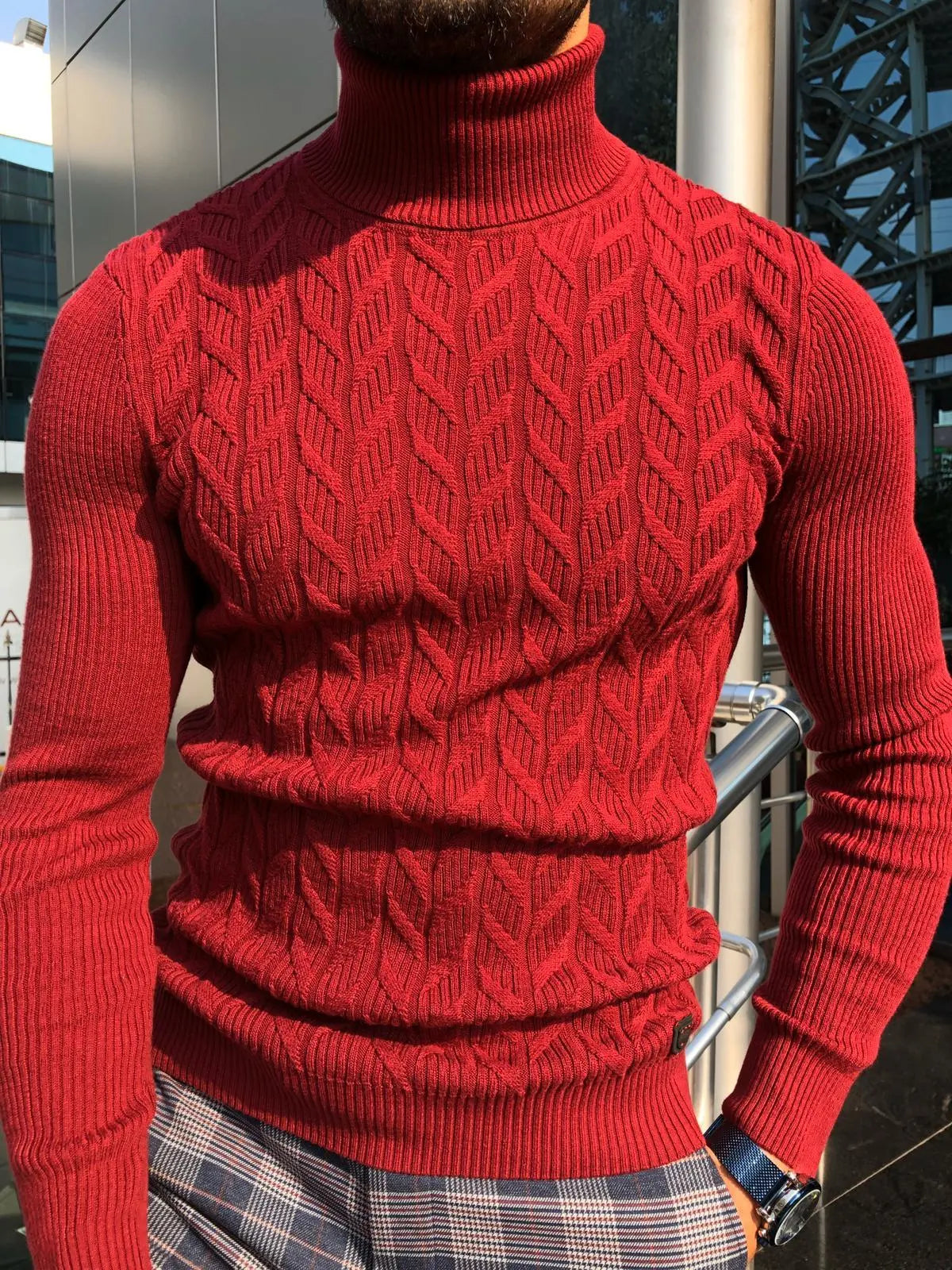 Calvin Slim-Fit Turtleneck Knitwear Red - BRABION