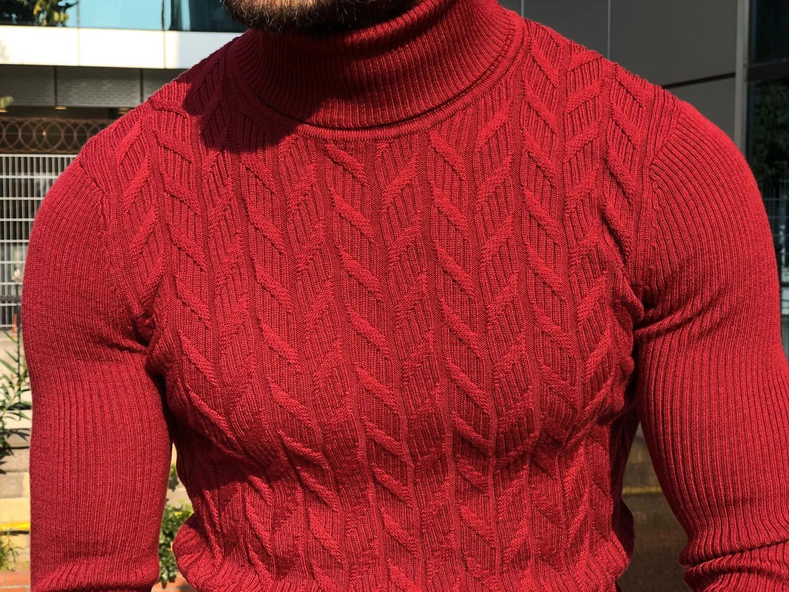 Calvin Slim-Fit Turtleneck Knitwear Red - BRABION