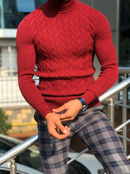 Calvin Slim-Fit Turtleneck Knitwear Red - BRABION